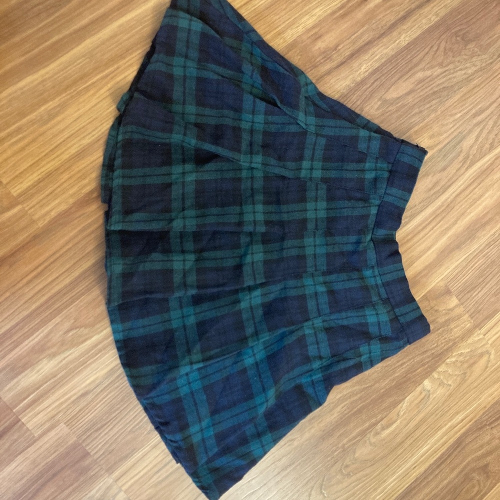 Navy Blue and Green plaid Womens Thrifted Plaid high waisted skirt
